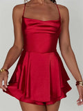 Low Cut V-neck Backless Lace-up Mini Dress for Women Summer Party Clubwear 2023 Sleeveless Strap A-Line Dress