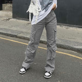 Y2k Cargo Pants Baggy Jeans Women Fashion 90s Streetwear Pockets Wide Leg High Waist Straight Denim Trousers