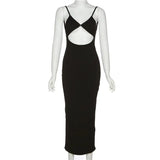White Cut Out Maxi Dresses For Women Spaghetti Strap Backless Sexy Beach Dress Boho Long Summer Dress 2022 Party