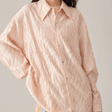 Pleat Designer Oversized Button Up Shirt Fall 2021 Womens Fashion Long Sleeve Collared White Shirt Pink Black