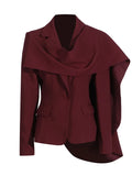 Personality Blazer Female 2025 Autumn Fashion Wind New Splicing Design Sense Red Shawl Small