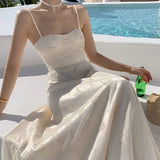 Women's Sexy Spaghetti Strap Prom Dress Female Fashion Sleeveless Slim Evening Party Wedding Clothes