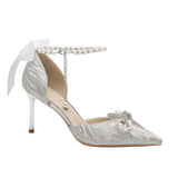 Adult Lily Net Bow Bow High Heels Women With Pearl Fine Sandals Female Beautiful Princess Wedding