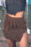 Summer Beach Style Mini Hip Skirts Women 2023 New Low Waist Ruffles Skinny Elastic Vacation Party Shorts