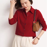 Zingj And Autumn POLO Collar Knit Shirt With Loose Long-Sleeved Sweater Non-Cashmere Cardigan Temperament Lapel Coat-Outfit