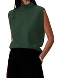 Pure Color Half Collar Sleeveless Fashion