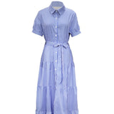 Spot 2025 New Fashion Stripe Short Sleeves Loose Medium And Long