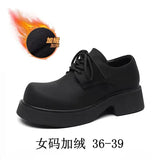 Zingj Wind Small Leather Shoes Thick Sole Increased Spring And Autumn New Lace-Up Happy Shoes Versatile Casual Leather Shoes