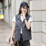 Vests Women Sleeveless Jean Jacket Coat Female Boyfriend Jackets Coats Waistcoat Tank New Young Lady Streetwear Vest