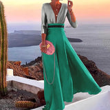 Summer Autumn Long Dress Fashion Retro Floral Print Sleeveless Holiday Dress Sexy Women Deep V Neck Elegant Party
