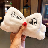 Face Hair Holder Hairbands Soft Warm Coral Fleece Bow Animal Ears Headband For Women Girls Turban Fashion Hair