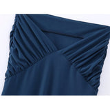 Ruched Long Skirts For Women Fashion 2023 Nvay Blue High Waist Skirt Woman Summer Midi Slit Skirt Elegant Women's