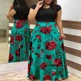 Summer Digital Temperament Commute Multicolor Printing Round Neck Long Sleeve Short