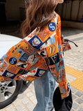 Vintage Mixed Print Long Sleeve Blouse- Outfit
