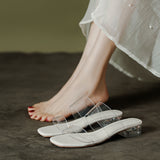 New Female Drag Fairy Outside The Wind Wearing Crystal Heel Fashion Shoes Transparent Word With High Heels Coarse