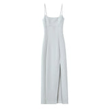 Cloth Sling Dress 2025 Summer Temperament Dress Dress Open Back Fork And Medium Long Fan