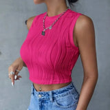 Women's Summer New Top T-Shirt Temperament Sleeveless T-Shirt Collar Leak Umbilical Vest
