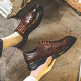 Zingj Men's Shoes Korean Version British Tide Shoes Casual Business Dress Leather Shoes Men's Wedding Shoes