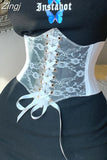 Fashion Sexy Black Lace Corset Belt Elastic Tie Up Cummerbunds Streetwear Bandage Harness Waistband Crop Tops