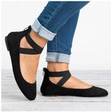 Zingj Fall Vintage Plus Size New Mom Shoes Flat Heel Single Shoes Shallow Mouth Elastic Strap Round Head Women's Shoes- Outfit