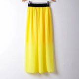 Fashion Wholesale Women Chiffon Long Skirts Candy Color Pleated Maxi Free