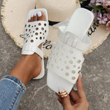Zingj Slippers Female 2024 Summer Pure Color Square Head Hollow Out A Word To Wear Casual Roman