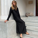 Zingj New 2023 Women's Bottom Dress Fashion Long Sleeve Slit Satin Pendant Wrap Hip Skirt-Outfit