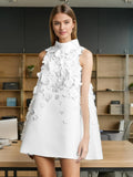 French Small Fragrant Pure Color Sleeveless A-Shaped Dress 2025 New Collar Bow Nail Bead Design Short