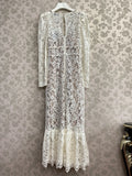 Autumn Women's New Hand-made Diamond Lace Dress Long Sleeve Dress V-neck Slim