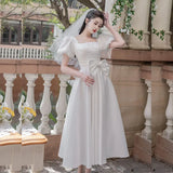 Summer New Women Fashion Elegant Prom Midi Dresses Vintage Princess Female Evening Party A Line Clothes