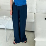 Summer Baggy Wide Leg Pants Women Casual Trousers Green Brown Purple Blue Black Drawstring Pants