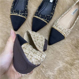 Spring And Summer New Fairy Wind Chain Flat Sole Single Shoes Women's Version Of Sharp Head Light Soft Bottom