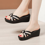 Middle Heel Sandals Slippers Women Summer 2023 New Muffin Thick-Soled Fish Mouth Fashion To Wear One-Word