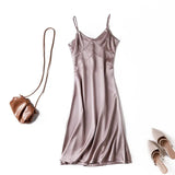 2021 Women Satin Dress Party Luxury Shiny Sundress Sexy Imitation Silk Fashion Ladies