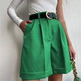 Summer Shorts Cotton High Waist Casual Women's Loose Shorts Zipper Solid Street Streetwear Sports Fashion