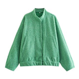 New Loose Casual Coat Street Standing Collar Dark Button Coat Casual Jacket