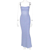 Women's Elegant Floral Printed Backless Floor-length Slip Dress Sexy 2022 Summer Sleeveless Boho Long Maxi Holiday Beach