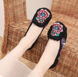 Zingj Embroidered Single Shoes Cloth Shoes Oxford Soft Sole Walk Casual Dance Shoes Square Dance