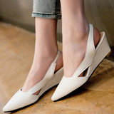 Sgesvier Black Red White Pointed Toe Women Sandals Shoes Woman Footwears Slip On Wedges Heel Shoes Sandalias Mujer Sapatos
