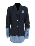 Zingj Splicing Suit Jacket Female 2024 Autumn New Dress Suit Lapel High Sense Long Sleeve Small Suit