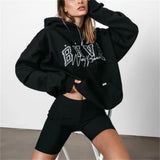 Letter Print Loose Oversized Hoodies Women Men Long Sleeve Sweatshirt Hooded Sweater Female Coat Winter Autumn