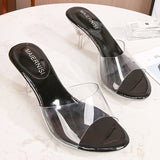 Summer Walk Show Model High Heels Women Sandals Sexy Transparent Crystal Party Ladies Shoes Wedding Bridal Shoes Silver Big