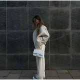 Large Collar Wool Crop Coat-Outfit