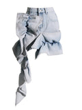 Famous Wind Bag Hip Cowboy Skirt 2025 New Niche Folding Lotus Leaf Side Design High-Waist Short Skirt
