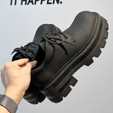 Zingj Platform Derby Shoes Male Advanced Black Leather Shoes British Commuter Business Shoes