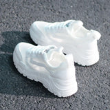 Dad Shoes Women 2025 New Spring And Summer Net Surface Hollow Breathable Students Thick Bottom Increase Leisure Small White Shoes Female