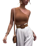 Zingj Style Ebay Nightclub Sports Single Shoulder Strapless Women's Diagonal Shoulder Vest-Outfit