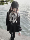 Aesthetic Blouse Women Japanese Kawaii Lace Patchwork Gothic Shirt Harajuku Cute Ladies Top 2024 Lolita Blusas Femme