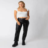 Zingj Sell Versatile New Fashion Slim Square Neck Stretch Shoulder Short Sleeve Sweater Sweater Woman-Outfit