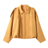 Spring Pilot Jacket Bat Sleeve Zipper Loose Tuffen Jacket Women's Casual